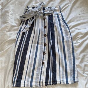 Forever 21 striped high waisted midi skirt